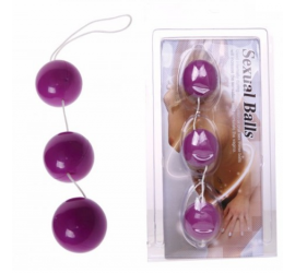 Три вагинальных шарика на сцепке Sexual Balls фиолетовые